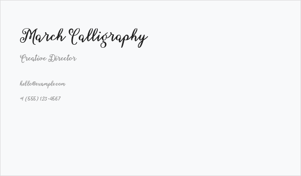 March Calligraphy Business Card