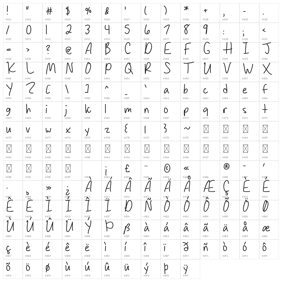 March Frost Character Map