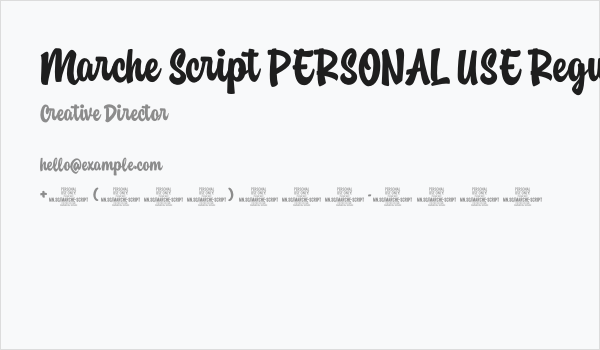 Marche Script PERSONAL USE Regular Business Card