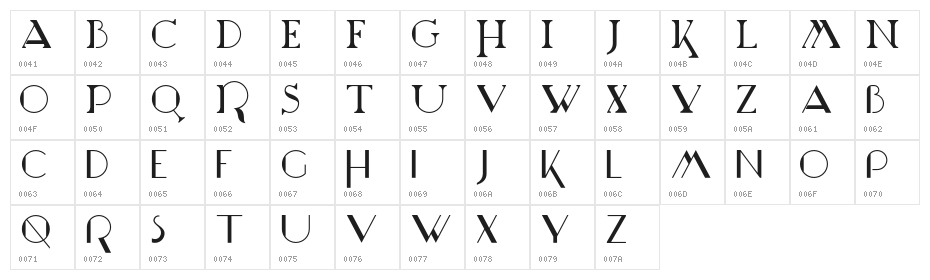 Marchesa Character Map