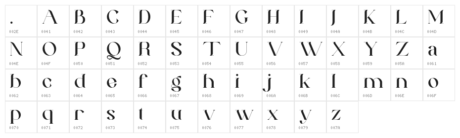 MargarethRosinanteDemo-Reg Character Map