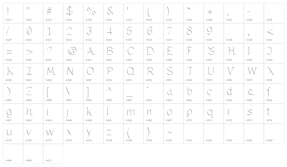 Maria Lite Character Map