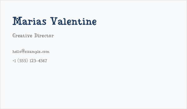 Marias Valentine Business Card