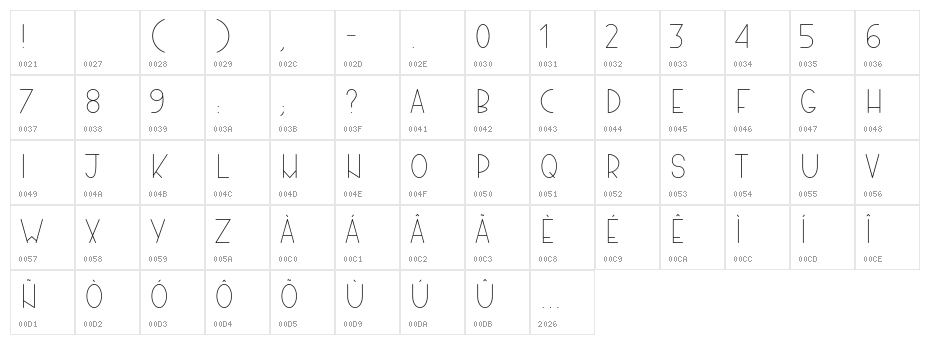 Marie-Thin Character Map