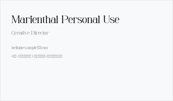 Marienthal Personal Use Business Card