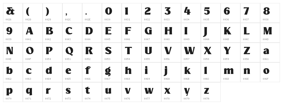 Marige DEMO Regular Character Map