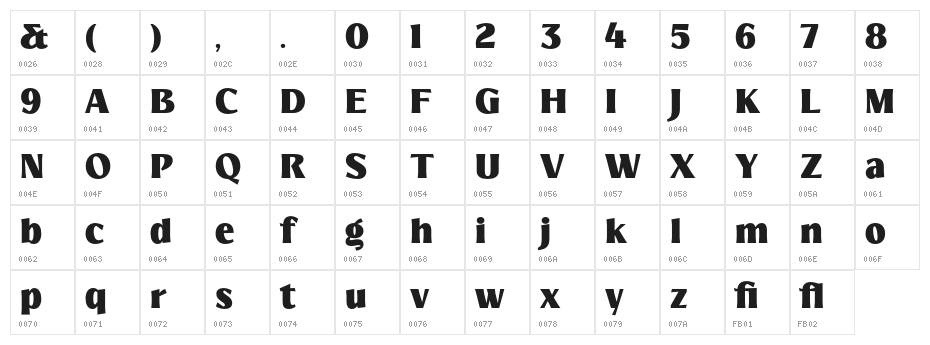 MarigeDEMO-Regular Character Map