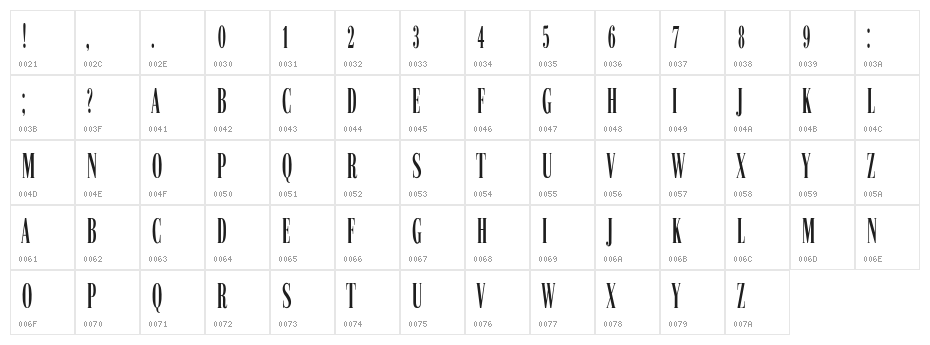 Marija Regular Character Map