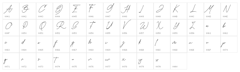 Marillia Vion Script Character Map