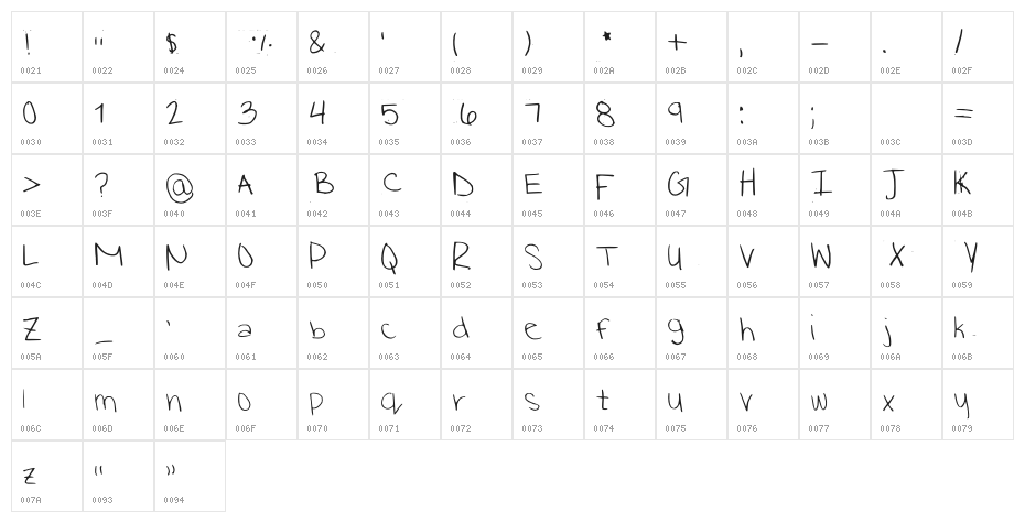 Marilyn Regular Character Map