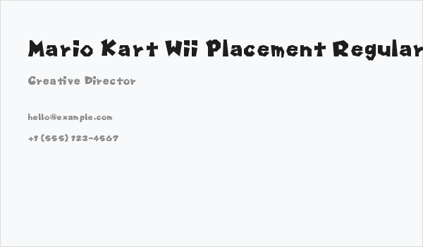 Mario Kart Wii Placement Regular Business Card