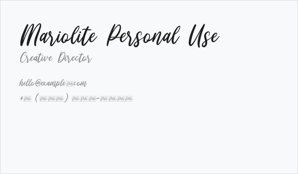 Mariolite Personal Use Business Card