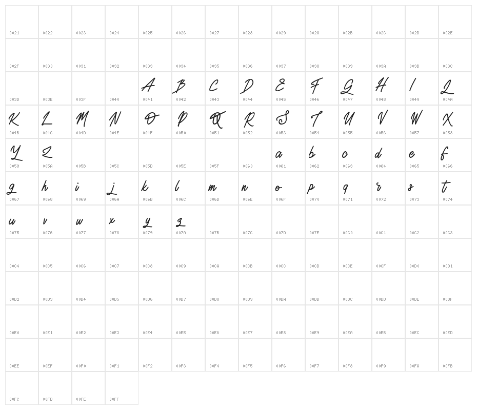 MarioseFREE Character Map