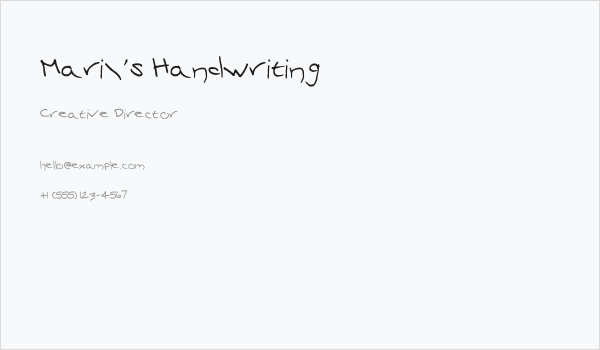 Mari's Handwriting Business Card