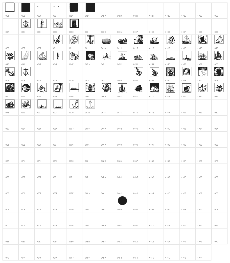 MaritimeSquares Character Map