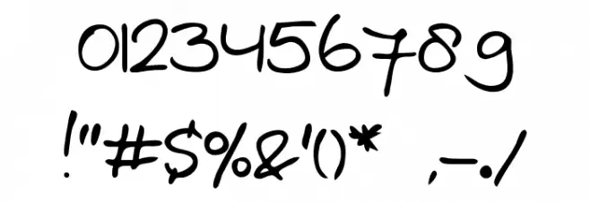 Marjan's handwriting Font OTHER CHARS