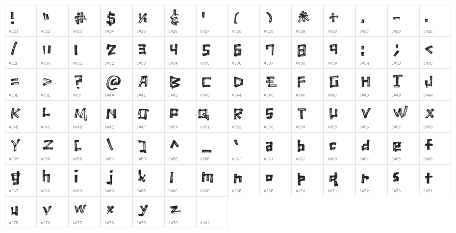 Marker Scratch Regular Character Map