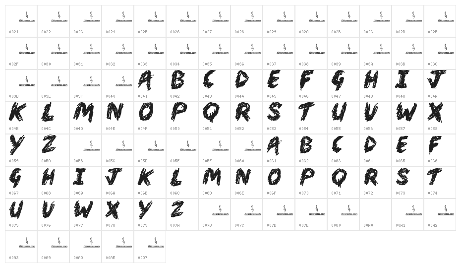 Market Street Personal Use Character Map