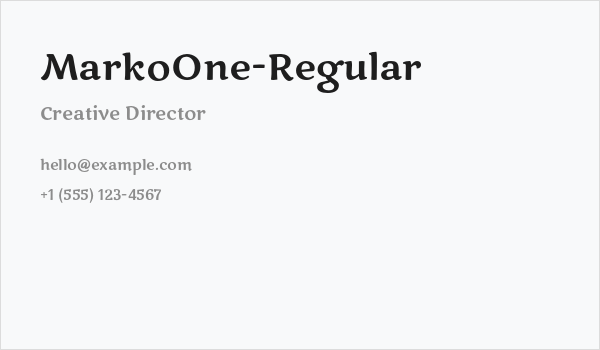 MarkoOne-Regular Business Card