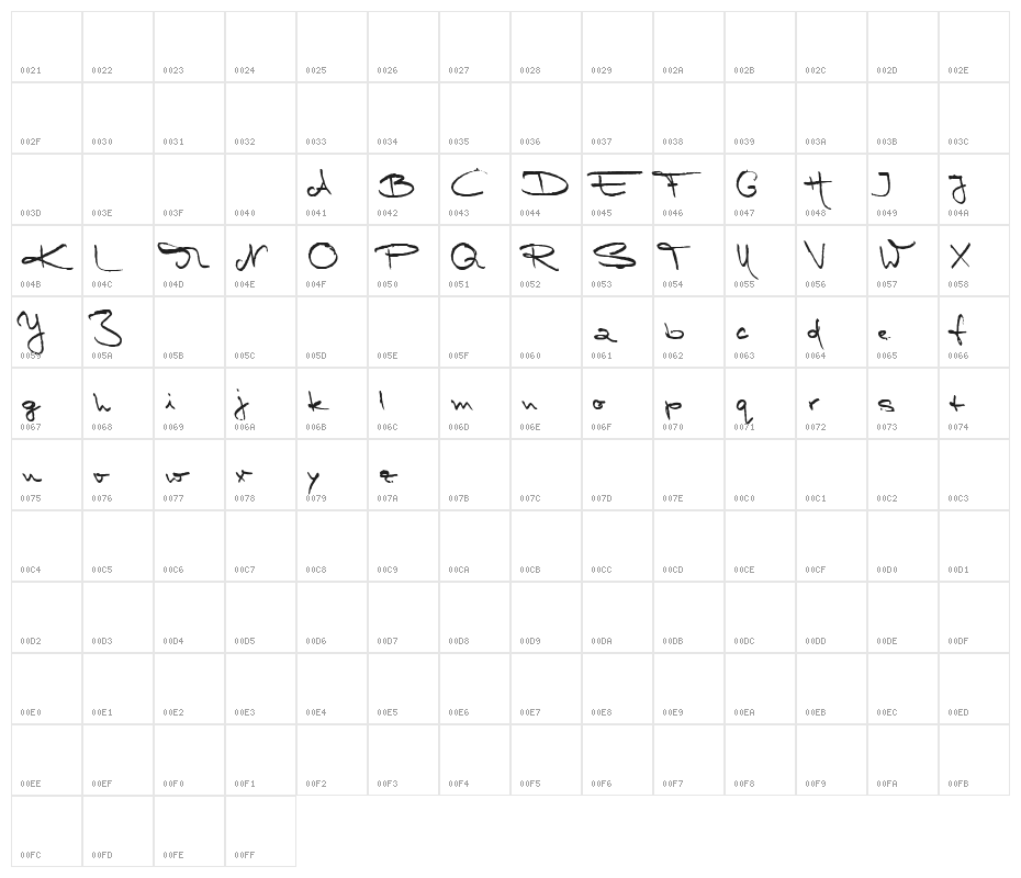 MarleenScriptreduced-Medium Character Map