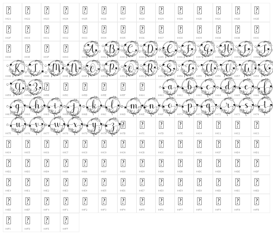 Marliana Monogram Character Map