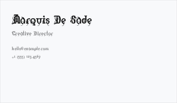 Marquis De Sade Business Card
