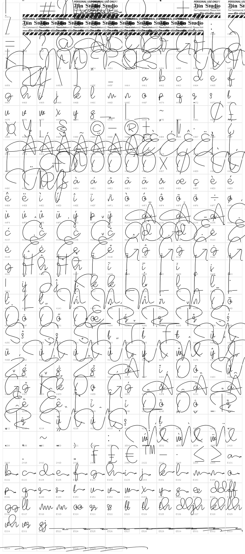 Marrline Personal Use Character Map