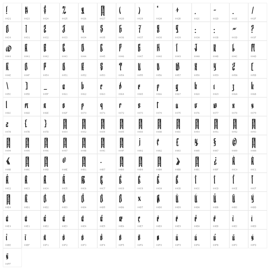 Marseille Regular Character Map
