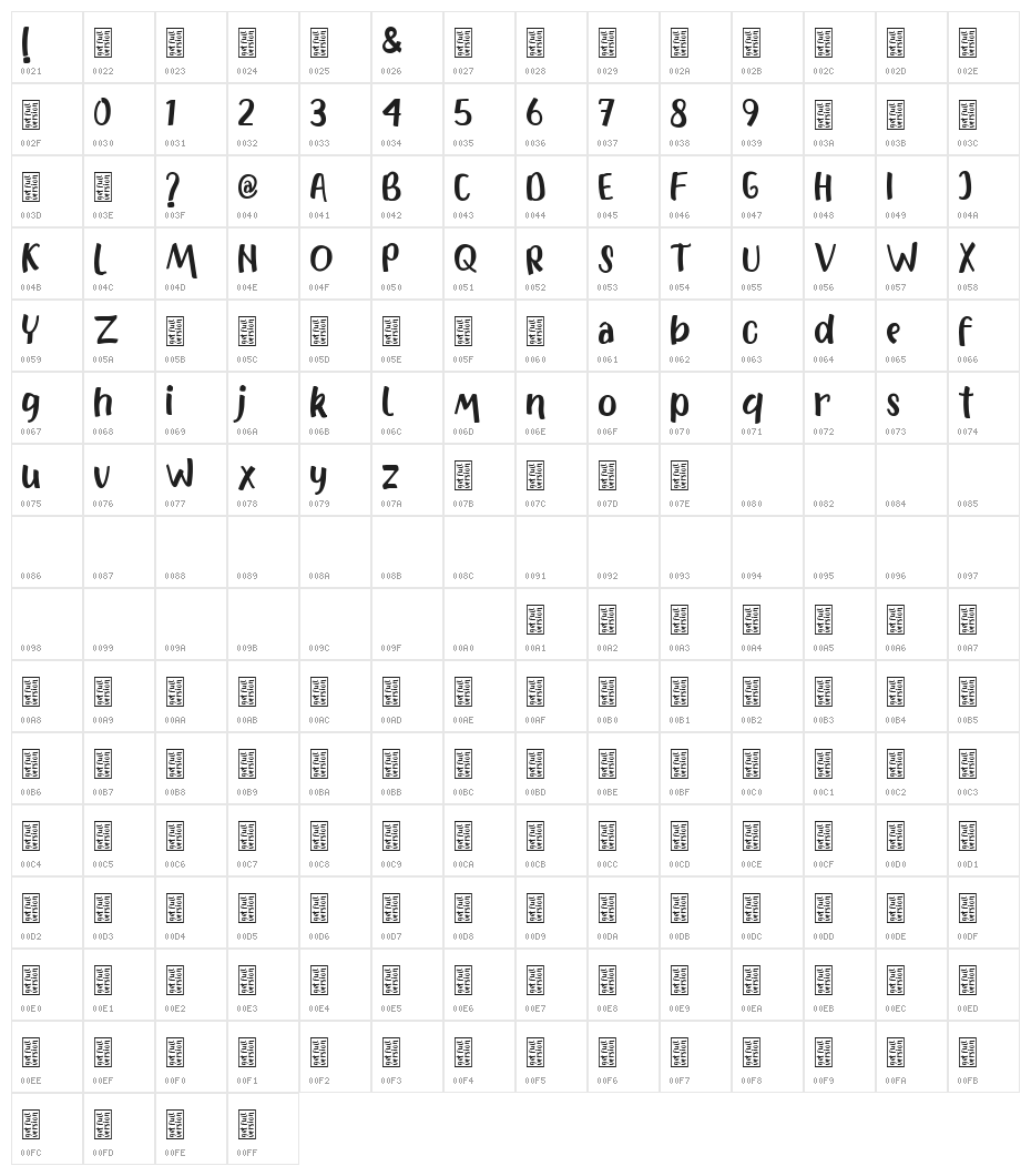 Marsha DEMO Character Map