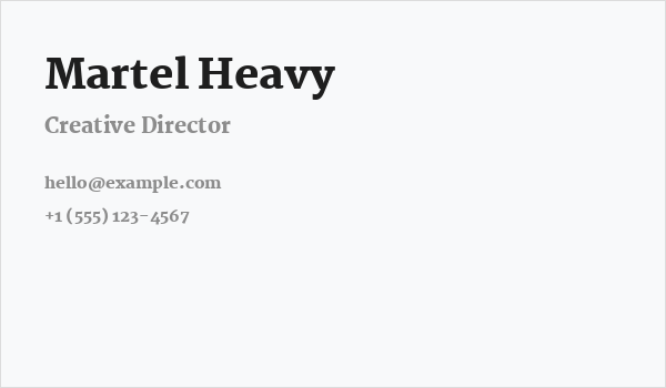 Martel Heavy Business Card