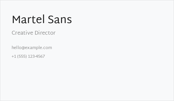 Martel Sans Business Card