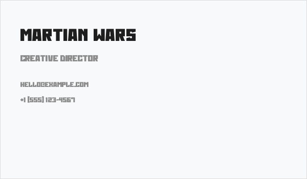 Martian Wars Business Card