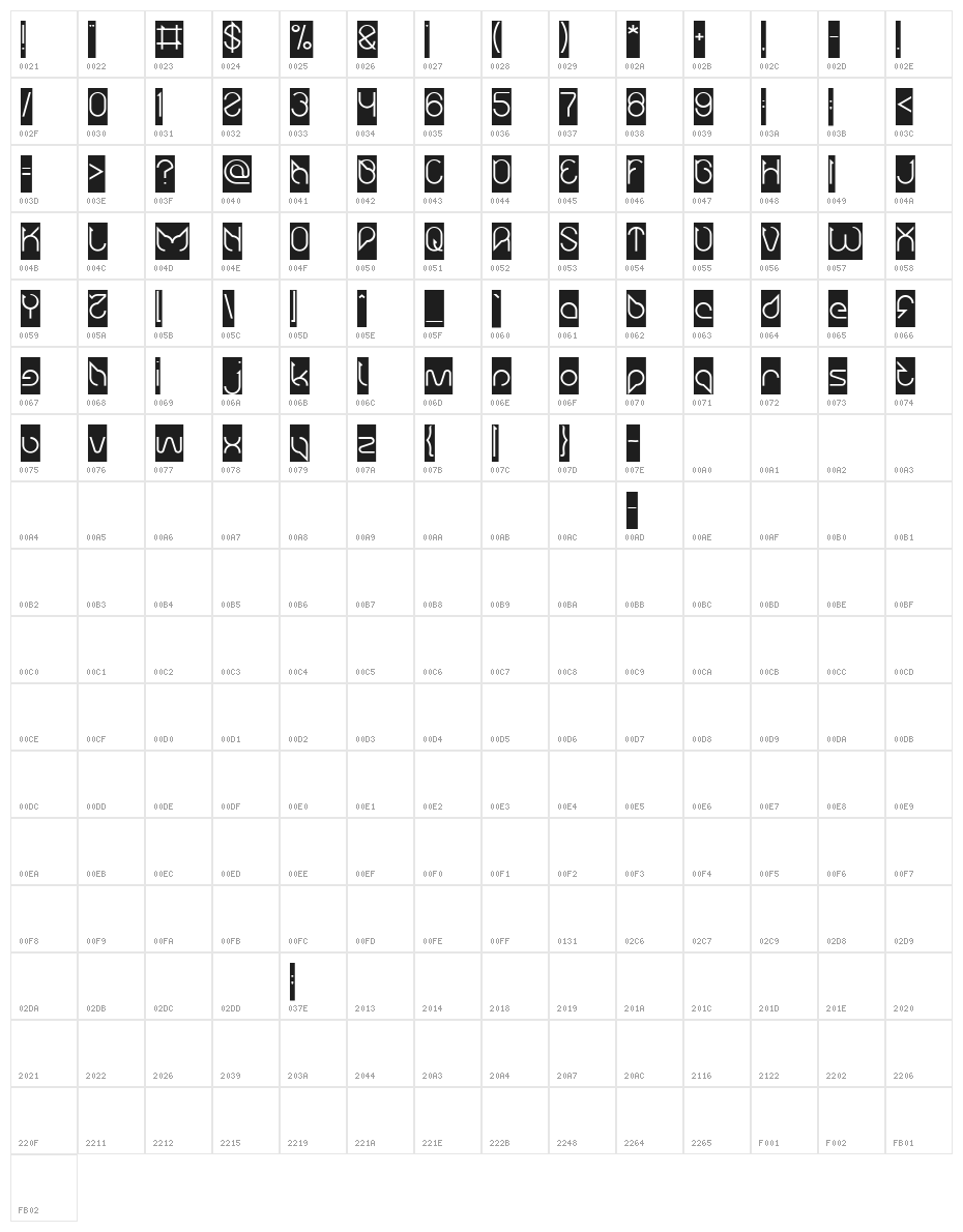 Maruciel-Inverse Character Map