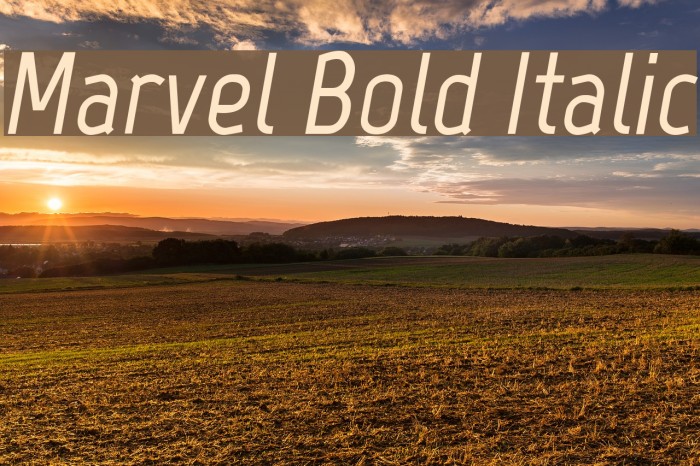 Marvel Bold Italic Font examples
