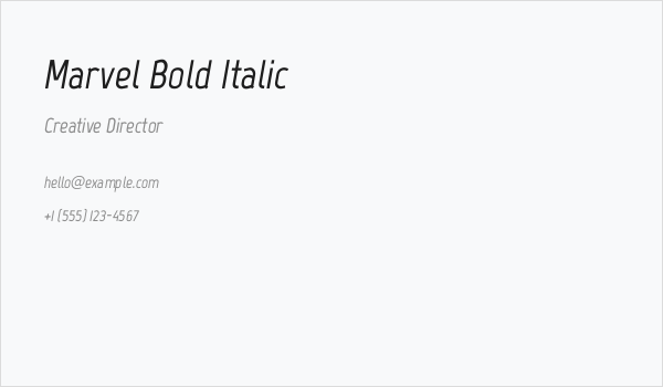 Marvel Bold Italic Business Card