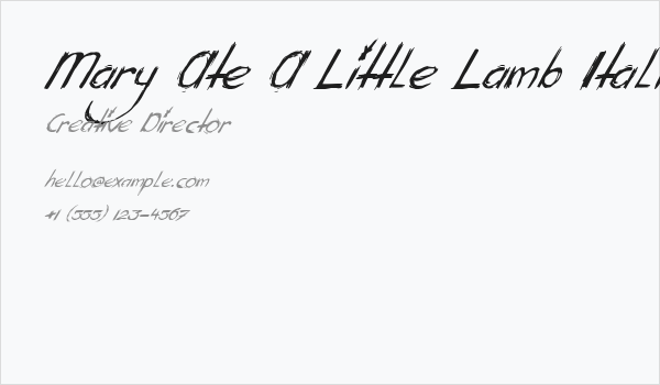 Mary Ate A Little Lamb Italic Business Card