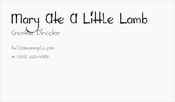 Mary Ate A Little Lamb Business Card