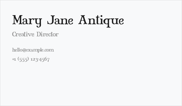 Mary Jane Antique Business Card