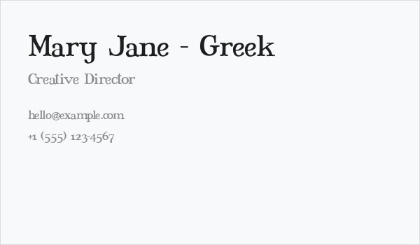 Mary Jane - Greek Business Card