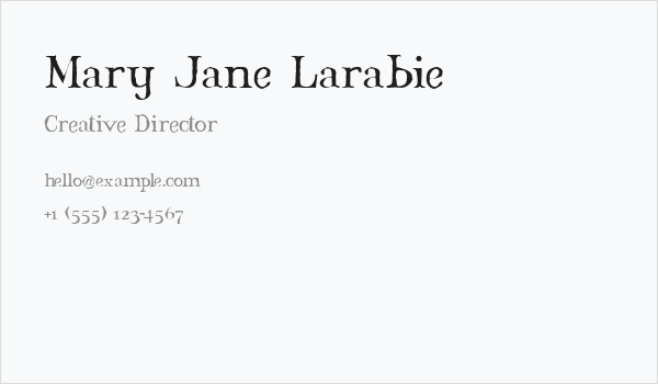Mary Jane Larabie Business Card