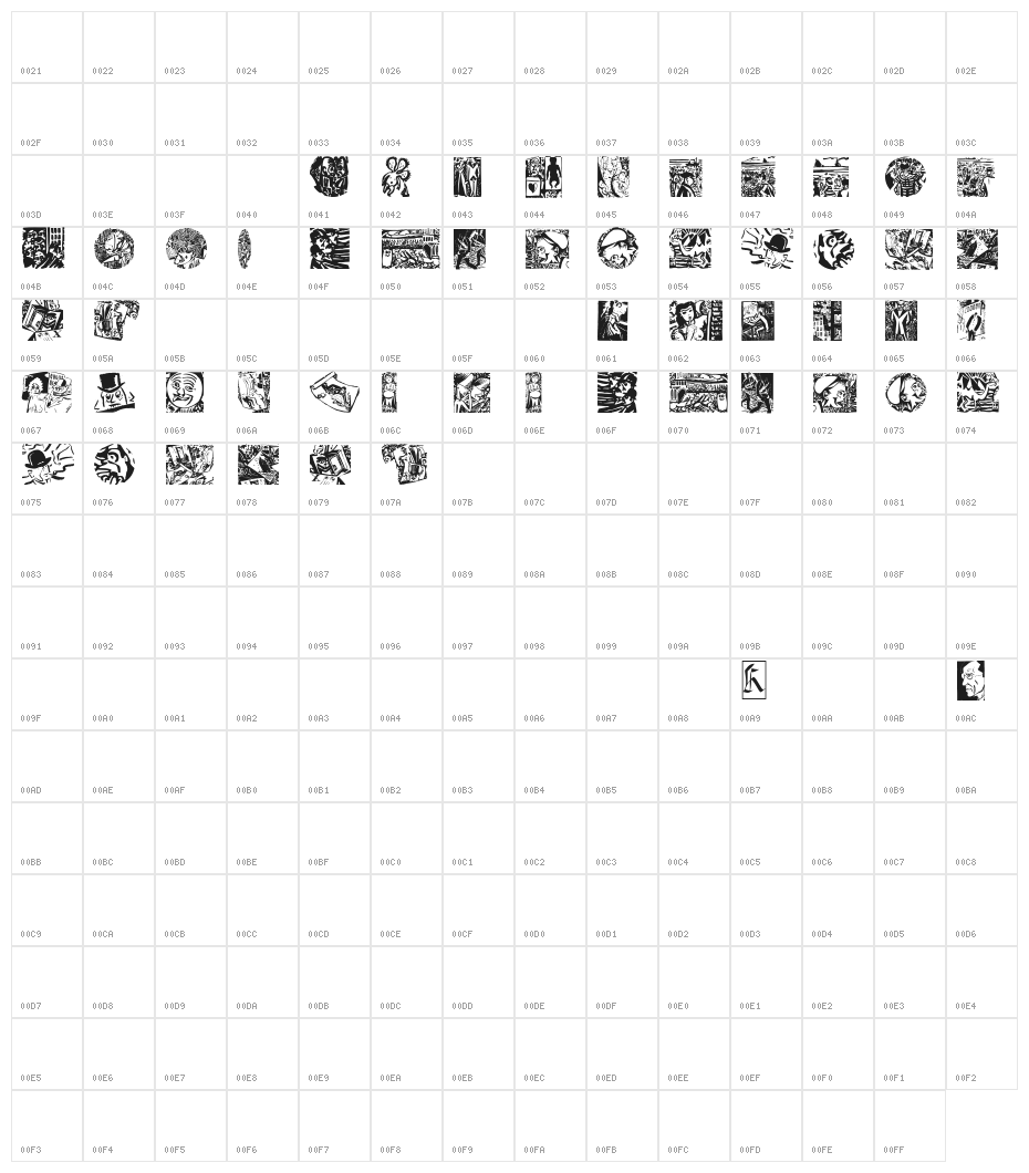 MasereelThree Character Map
