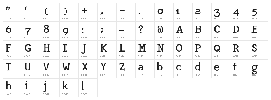 Mashburn .Regular TT Character Map