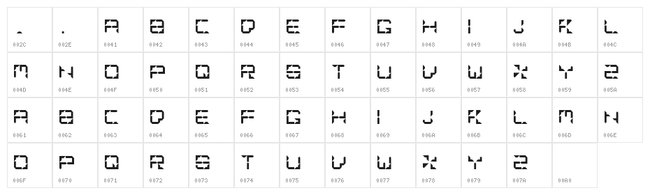 Mashed Potato Character Map