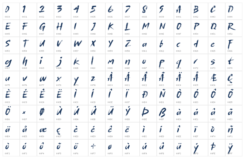 Mashiro Demo Regular Character Map