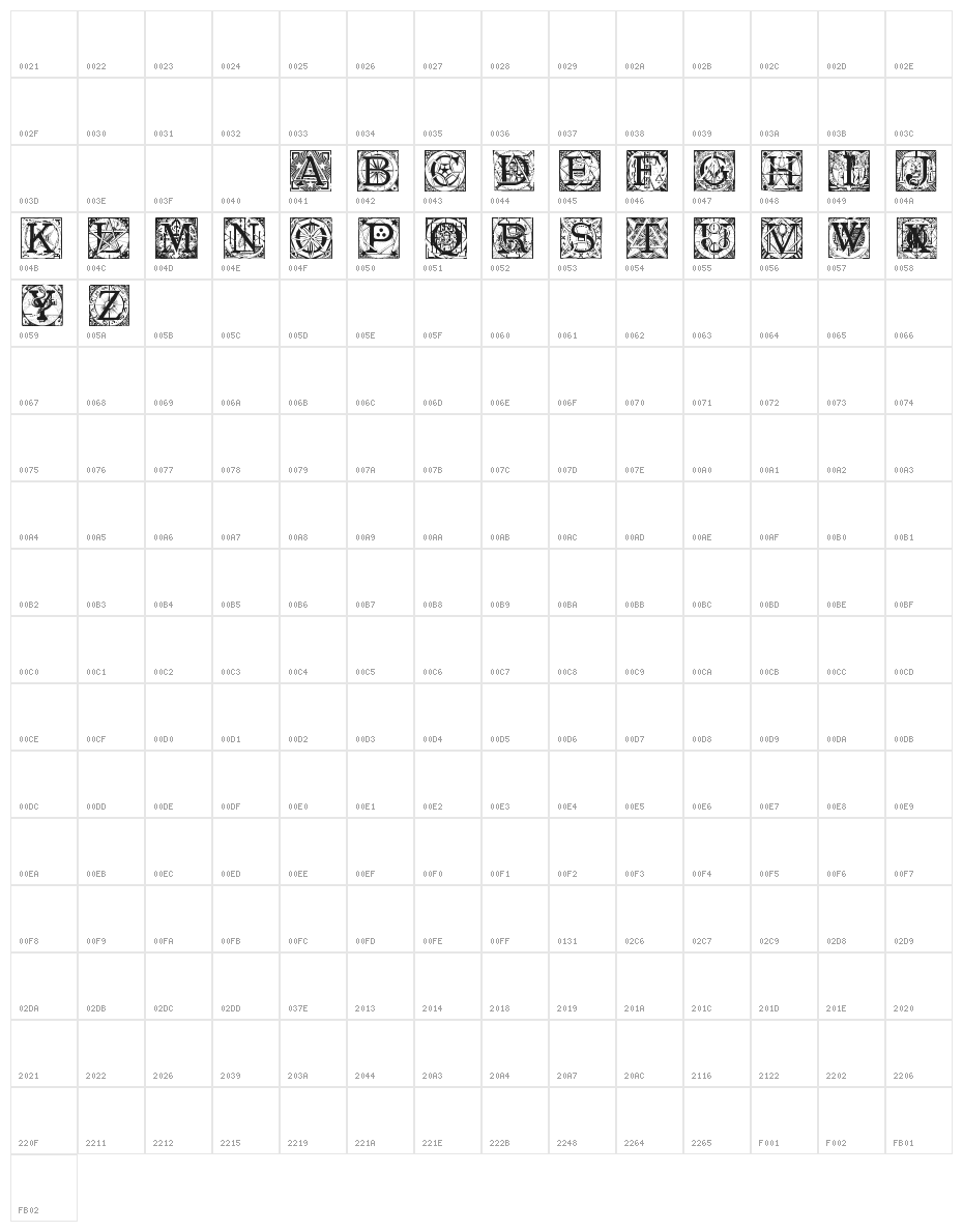 MasonicTattegrain Character Map