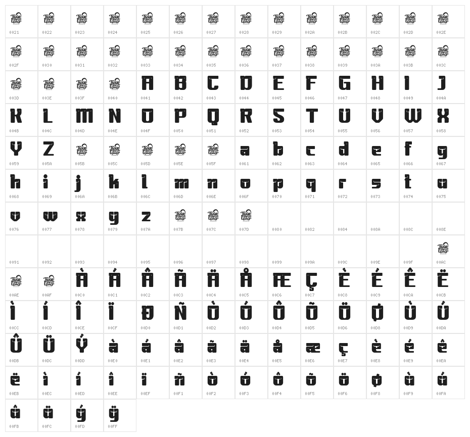 Masteng personal Regular Character Map