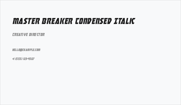 Master Breaker Condensed Italic Business Card