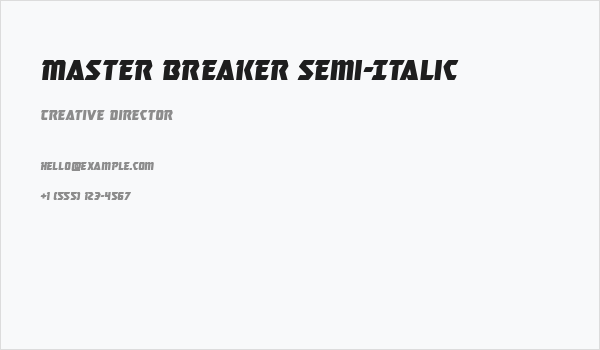 Master Breaker Semi-Italic Business Card