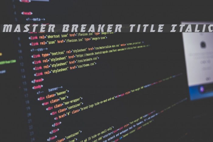 Master Breaker Title Italic Font examples