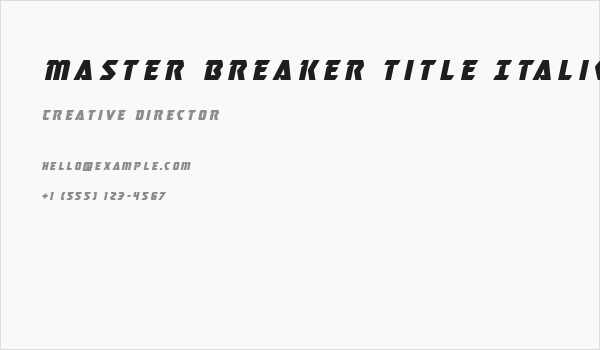 Master Breaker Title Italic Business Card